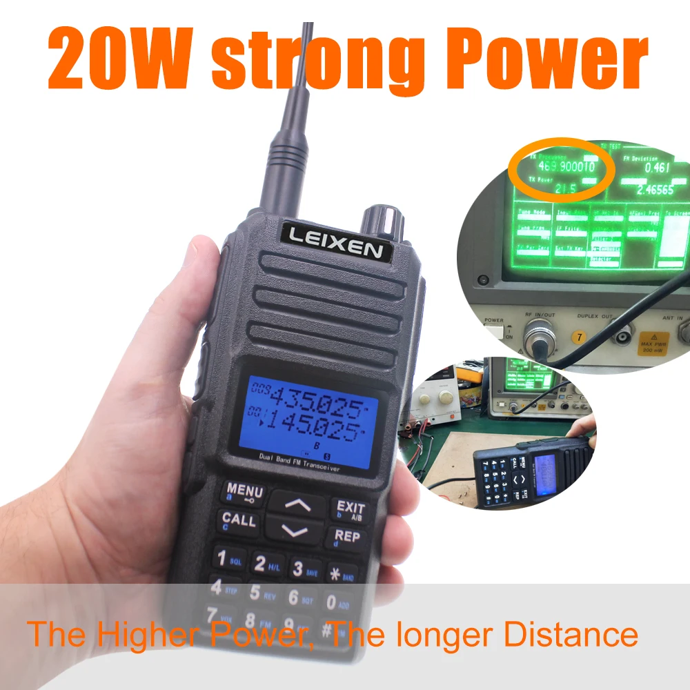 Leixen 20W UV-25D High Power Walkie Talkie Dual PTT Dual Band Amateur Radio with Scrambler CTCSS/DCS Repeater Function Ham Radio