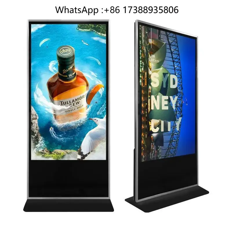 55-Inch Floor-Standing HD Digital Advertising LCD Display Slim Design Smart Multimedia Player for Shopping Mall Promotion