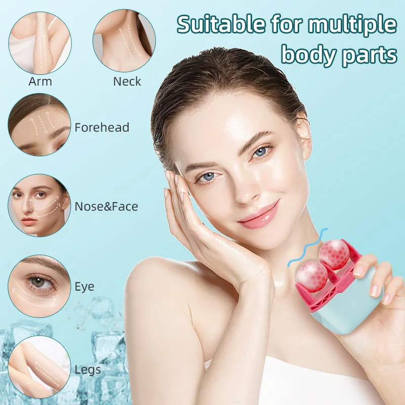 Double Head Ice Roller Facial Massager for Face & Eyes Cooling Skin Care Tool Portable Beauty Roller for Daily Skincare Routine