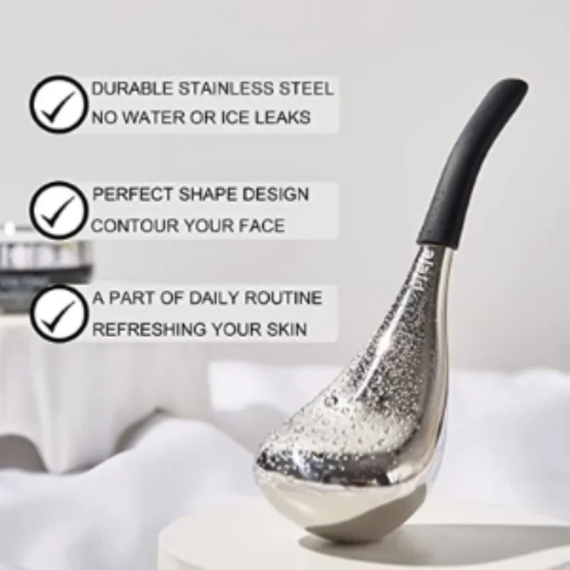 Stainless Steel Ice Hockey Spoon Massager Facial Skin Freezing Tool Facial Beauty Freezing Roller Cooling Massage Female Spa Bal