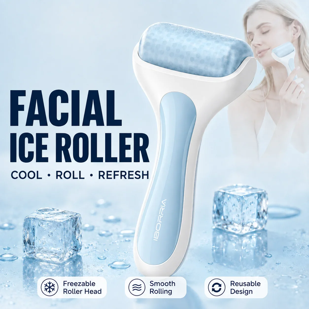 Ice Roller for Face Facial Skin Cooling Massager Reduce Puffiness Wrinkle Skin Care Ice Roller Beauty Tool