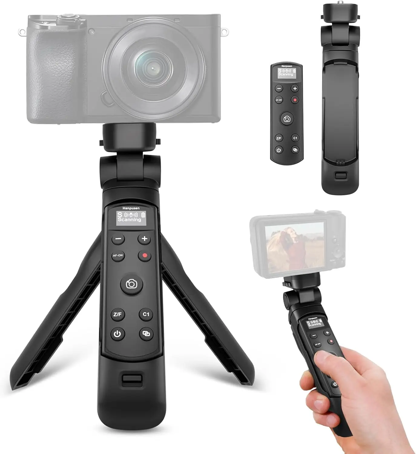Wireless Shooting Grip Tripod with OLED Screen Remote Control for Sony FX2/A7RM6/RX0II/ZV-E10/ZV-E1/ZV-1/ZV-1F/A6400/A6600/A6700