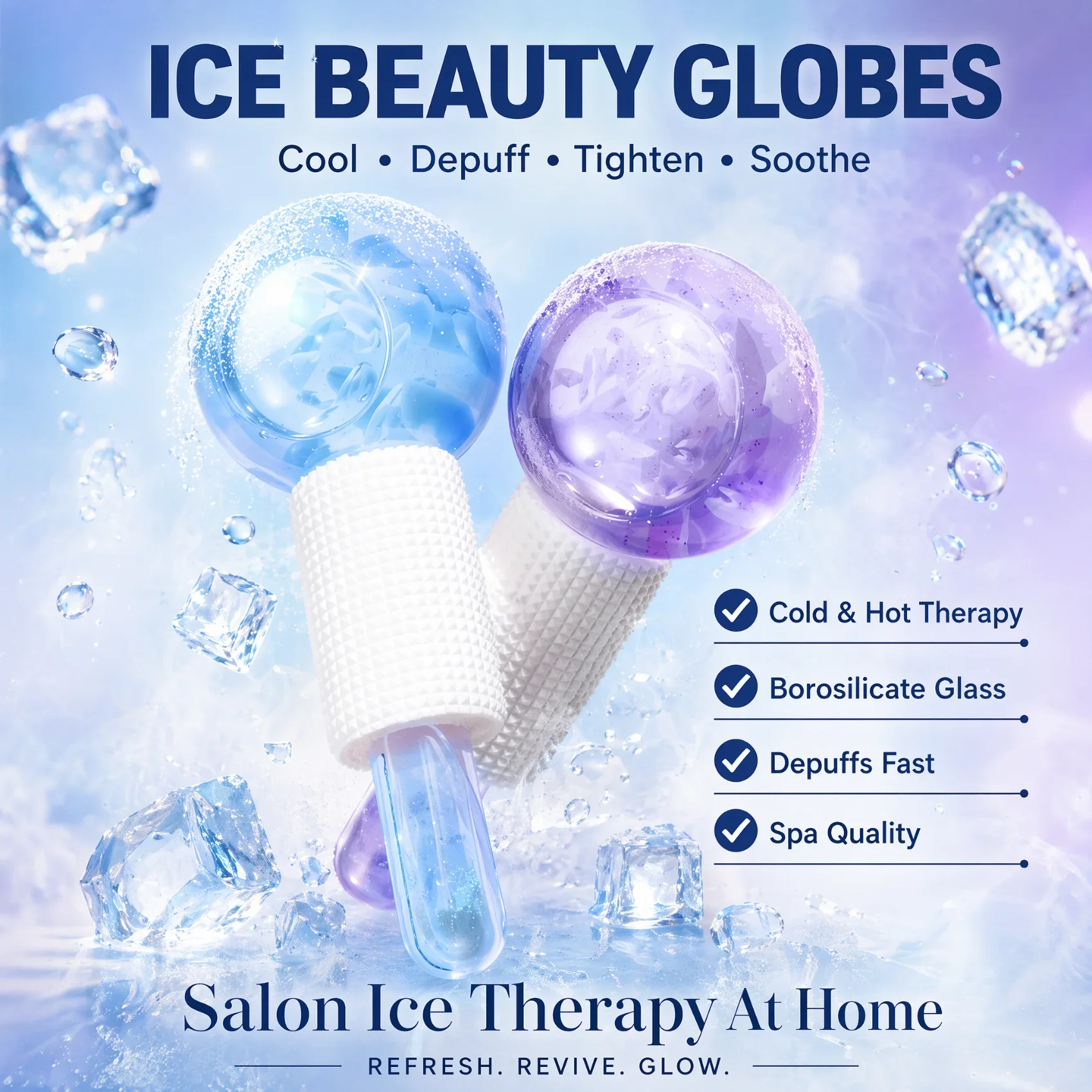 Ice Beauty Globes Facial Massage Roller Cold Hot Therapy Face Massager Depuff Skin Cooling Tool Pore Tightening Eye Neck Care
