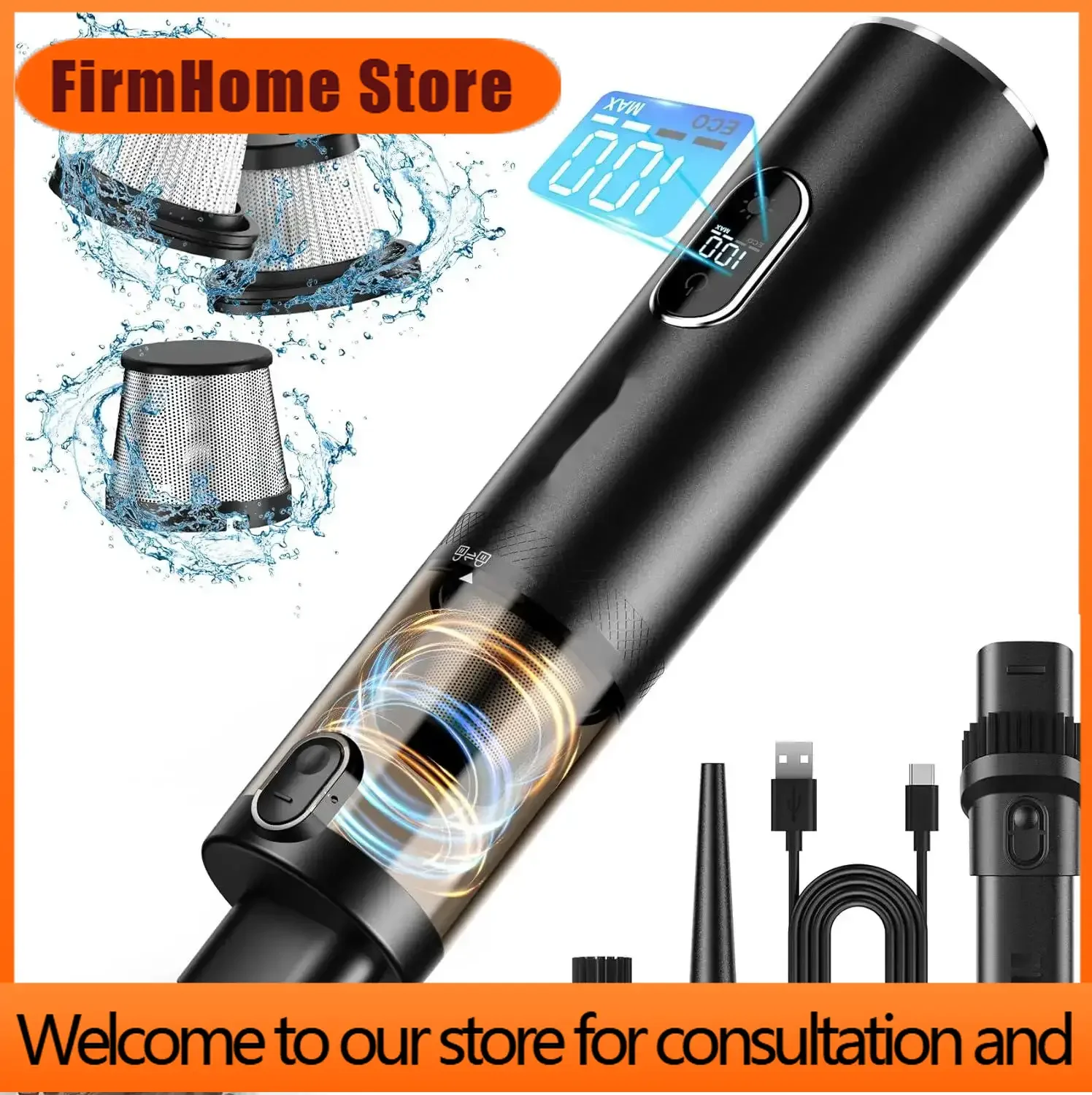 FirmHome Store#c Hf124 13000pa Powerful Handheld Car Vacuum Cleaner Cordless Brushless And Suck Air For Home And Car Use With St