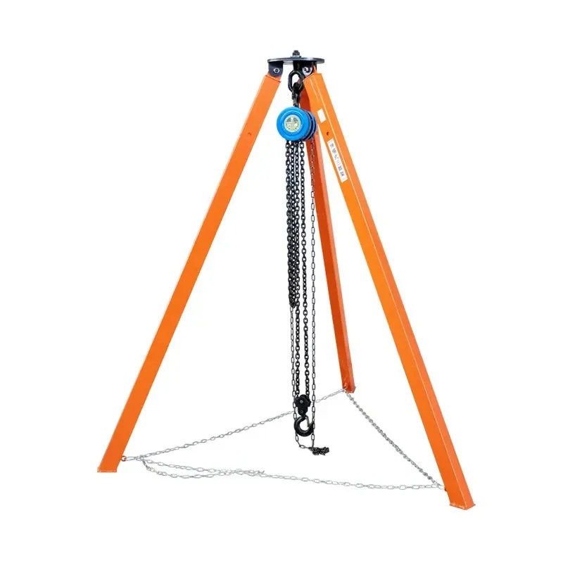 Telescopic tripod support for electric cranes lifting triangle brackets and hand-operated crane brackets