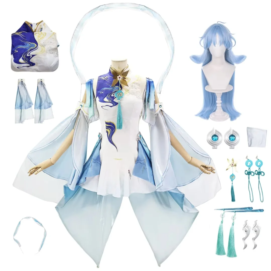 Wuthering Waves Qingxiao Cosplay Costume Wig Halloween Party Stage Performance Costume