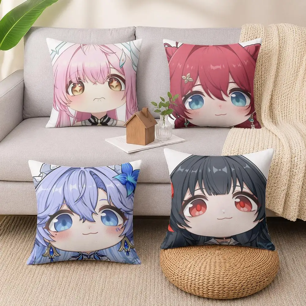 Kuchiba Chisaki Zhezhi Wuthering Waves Cushion Cover Soft Short Plush Pillow Cases Hidden Zipper Sofa Bedroom Home Decor Gift
