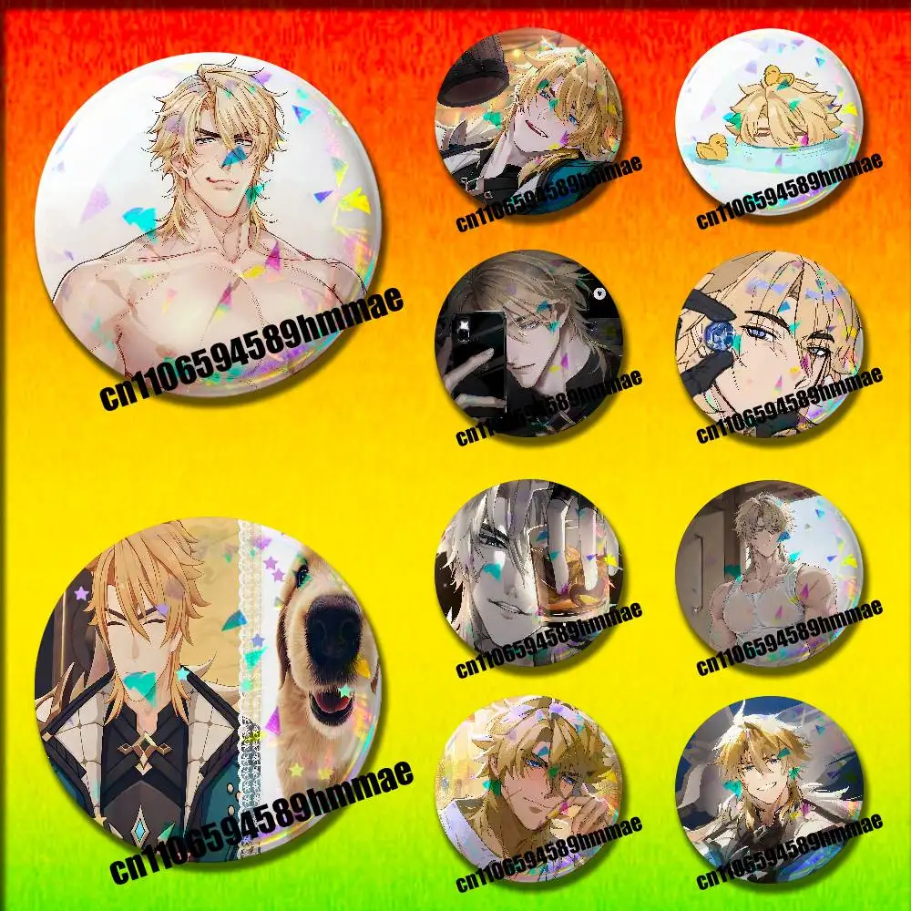 For Varka Genshin Impact Emblem Round Pins Insignia Badge Case Clothes Hats 32mm Ornament Brooch Button