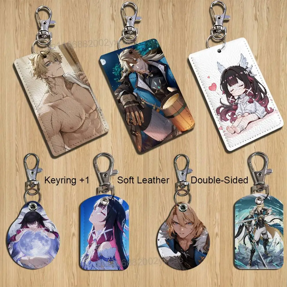 Varka Columbina Genshin Impact Keychain Holder Suitable For Subway Bank Card Bus Case Badge Holder Wallet Card Textured pattern