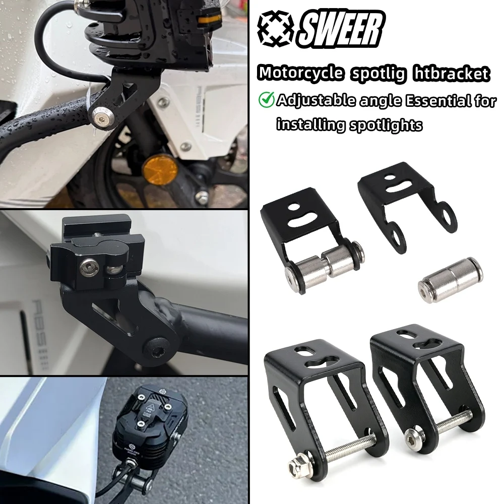 Universal Motorcycle Headlight Spotlight Brackets Adjustable Angle Crash Bar Lamp Holder Carbon Steel External Fog Light Parts