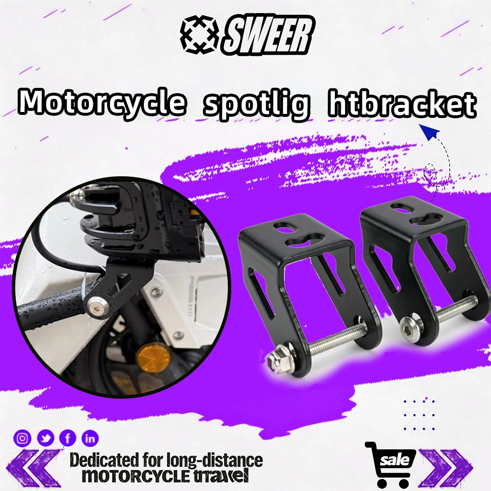 Universal Motorcycle Auxiliary Fog Light Spotlight Carbon Steel Mount Bracket Adjustable Angle Crash Bar Lamp Holder Accessories