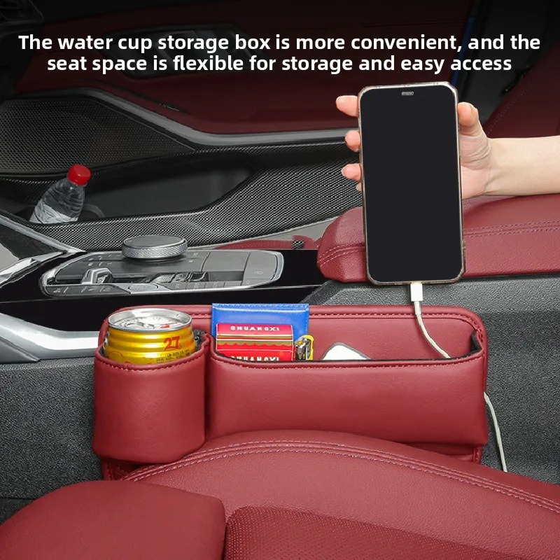 For Audi RS7 C8 4K RS Q3 F3 Q8 4M 2019~2023 Car Seat Gap Filler Storage Box For Wallet,Key,Card,Sundries Tidying Bag Accessories