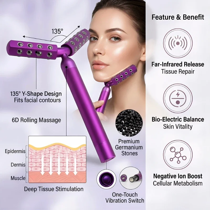 Y Style Ball Face Roller Facial Massage Lifting Tool - Wrinkle Removal Neck & Face Skin Care Massager for Beauty & Anti-Aging