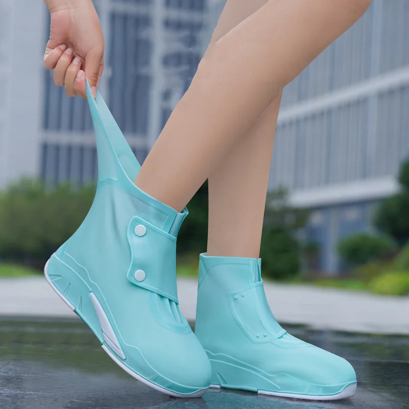Reusable waterproof TPE shoe covers unisex boot protector original washable overshoes portable anti skid white jelly shoe covers