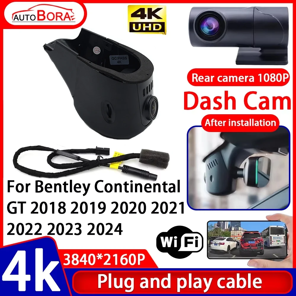 Video Recorder Night Visio 4K UHD Plug and Play Car DVR Dash Cam for Bentley Continental GT 2018 2019 2020 2021 2022 2023 2024