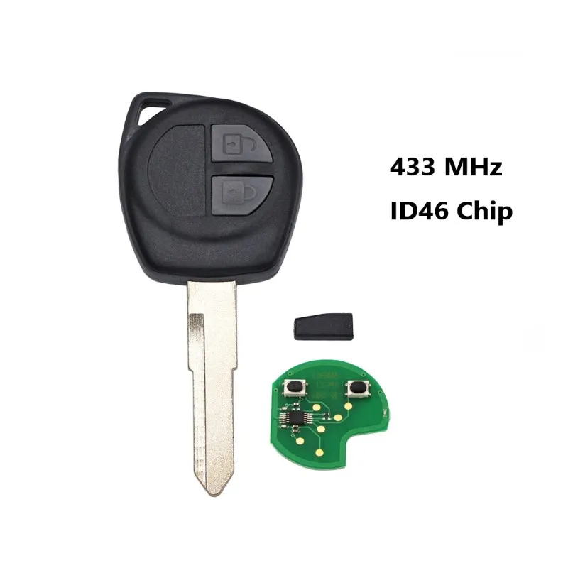 2 Buttons Remote 433Mhz ID46 Car Key Fob For Suzuki Vauxhall Agila Splash Swift Liana Aerio Jimn Igins Alto SX4 Auto Body Kits