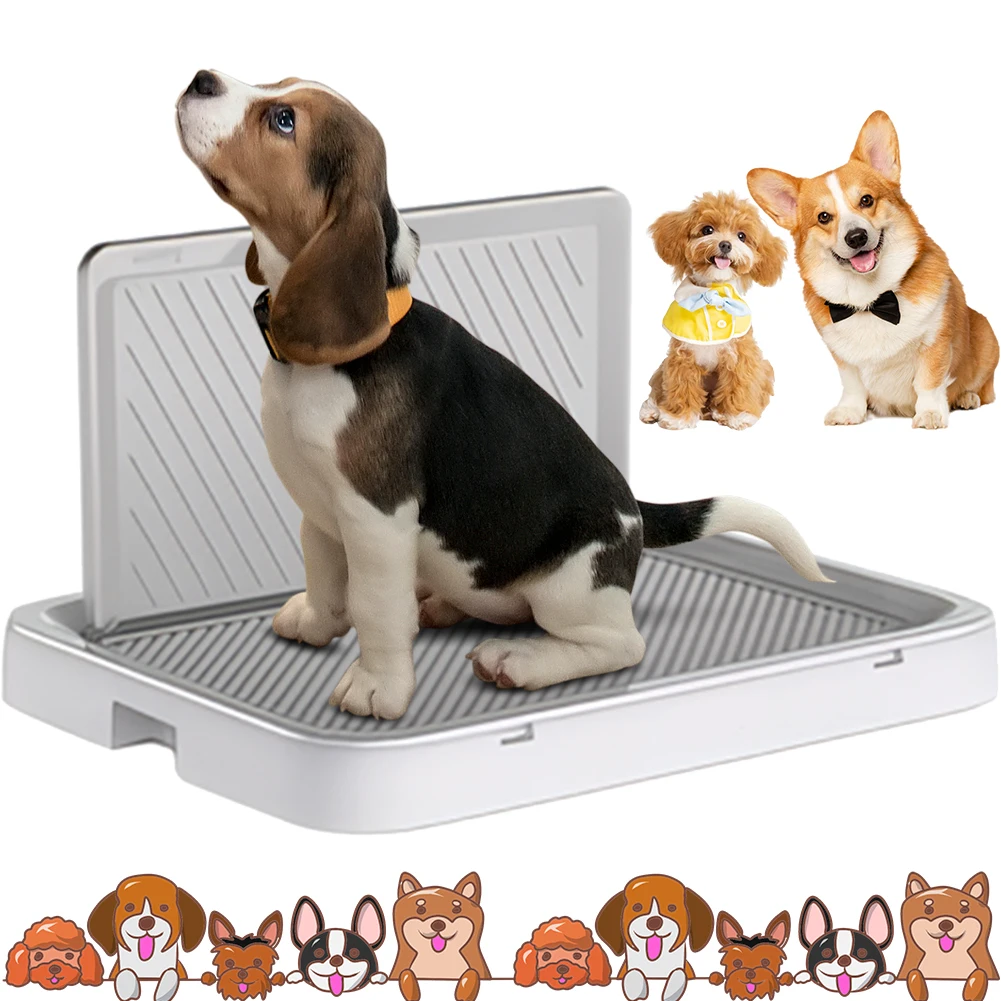 Dog Potty Tray with Pee Wall Training Pee Pad Holder Anti-Splash Pet Dog Toilet Dog Potty Trainer for Puppy and Small Size Dog