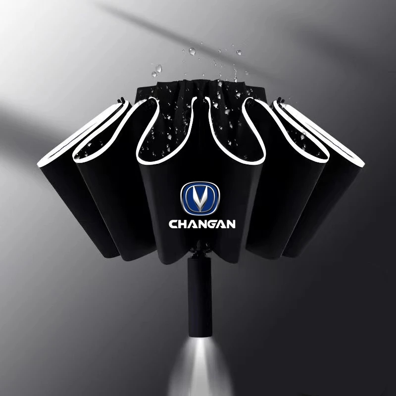 Car Automatic Umbrella With LED Reflective Stripe Reverse Umbrellas For changan cs35 cs15 cx70 cs55 cs95 cs75 cs75fl plus