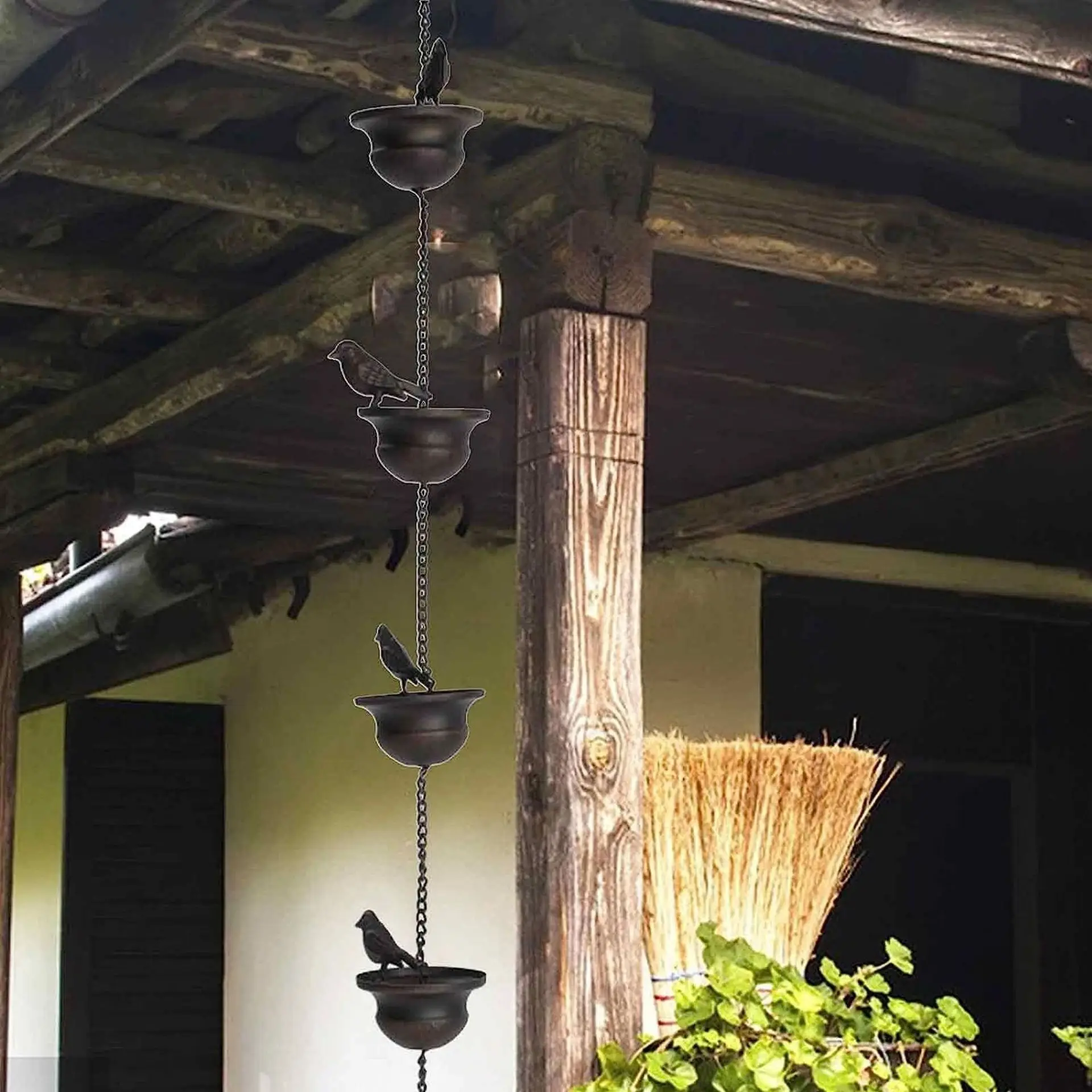 D2 Hanging Rain Chain Bird Wind Chime Drainage Chain Heavy Duty Garden Hanging Rain Catcher Gutter Downspout Home Decorative