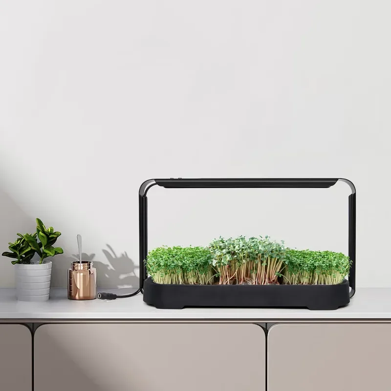 Microgreens Self Watering Hydroponic Planter Growing System with Grow Light-Eco-Friendly Indoor Desk Garden Kit