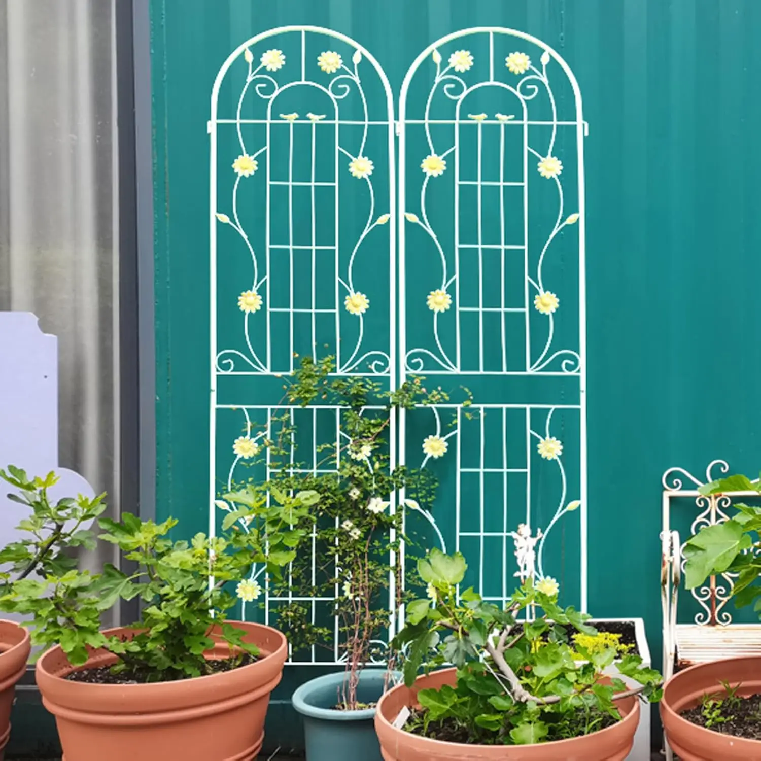 Metal Iron Trellis for Climbing Vine Plants Support and Flowers Rose Indoor Home Decor Outdoor Garden Backdrop Fence
