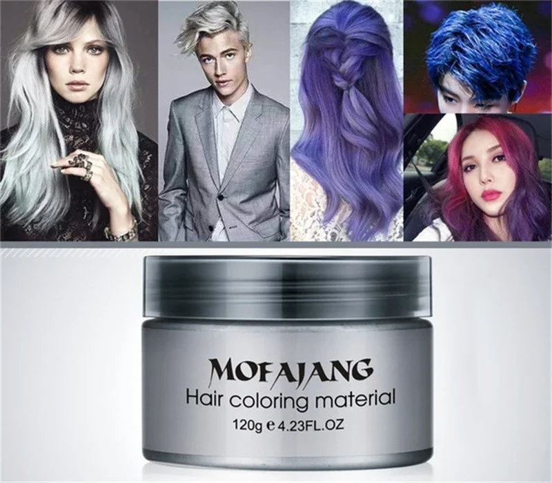 1pcs Mofajang Hair Color Wax Pastel Blue Hair Dye Sliver Color Mud Paint Coloring Hair Wax Gel 7 Colors