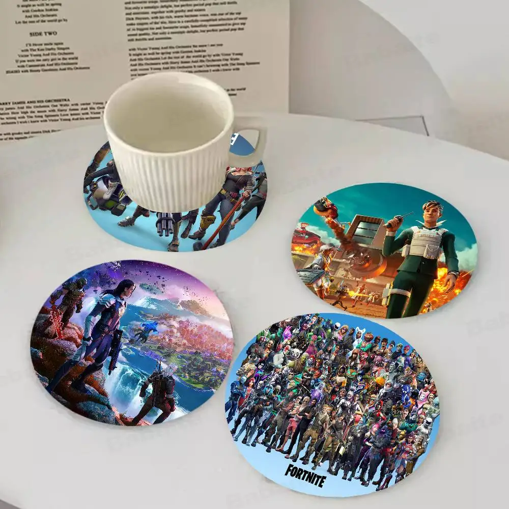 Cartoon Game F-FortniteS Retro Wooden Cup Mats Elements Colour Printing Cup Coasters Home Kitchen Decora Gifts