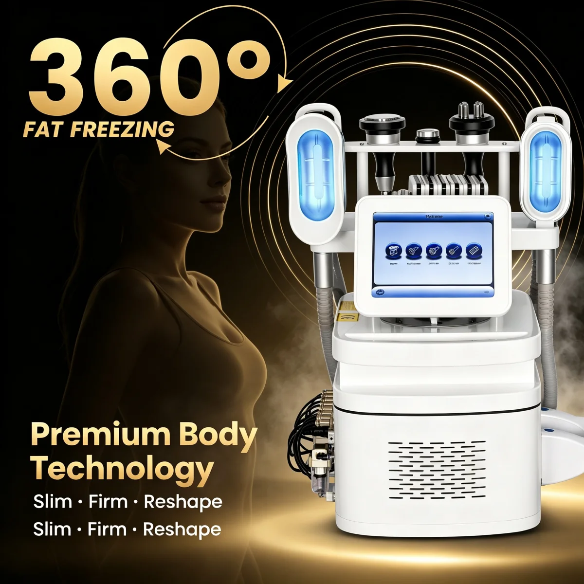 Portable 360° Cryolipolysis Cool Sculpting Machine Fat Reduction Body Contouring Cellulite Removal Beauty Salon Equipment