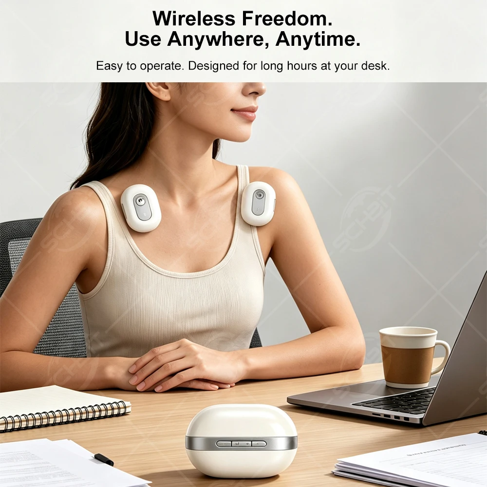 EMS Magic Patch Wireless Muscle Relaxer 4 Modes 12 Intensity Levels Charging Case 2 Electrode Pads Portable for Office Home Gym