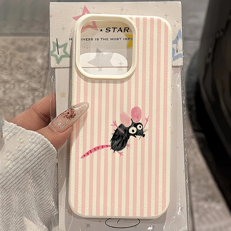White Striped Cartoon Cute Mouse Shockproof TPU Case For Xiaomi Poco F7 F6 F5 X7 X6 X5 M6 Pro Xiaomi 15 14 13 15T 14T 13T Cover
