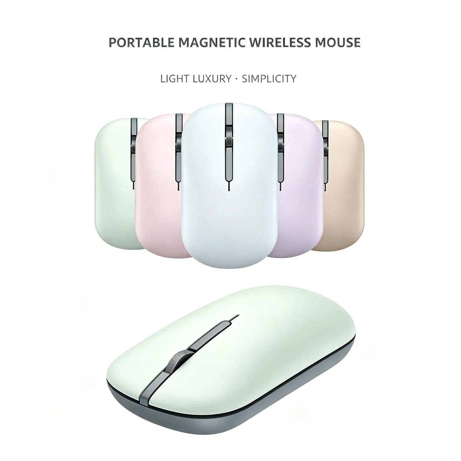 Dual-Mode 2.4G Bluetooth Wireless Mouse Magnetic Shell Silent Buttons Rechargeable Smart Auto Sleep Compact Mice For Laptop PC