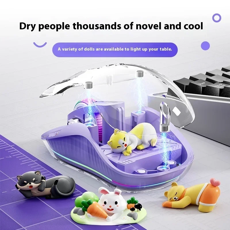 Cute Doll Transparent Bluetooth WirelessTri-mode Mouse Mute Magnetic Suction Rechargeable Mice For Tablet PC Laptop Kids Gift