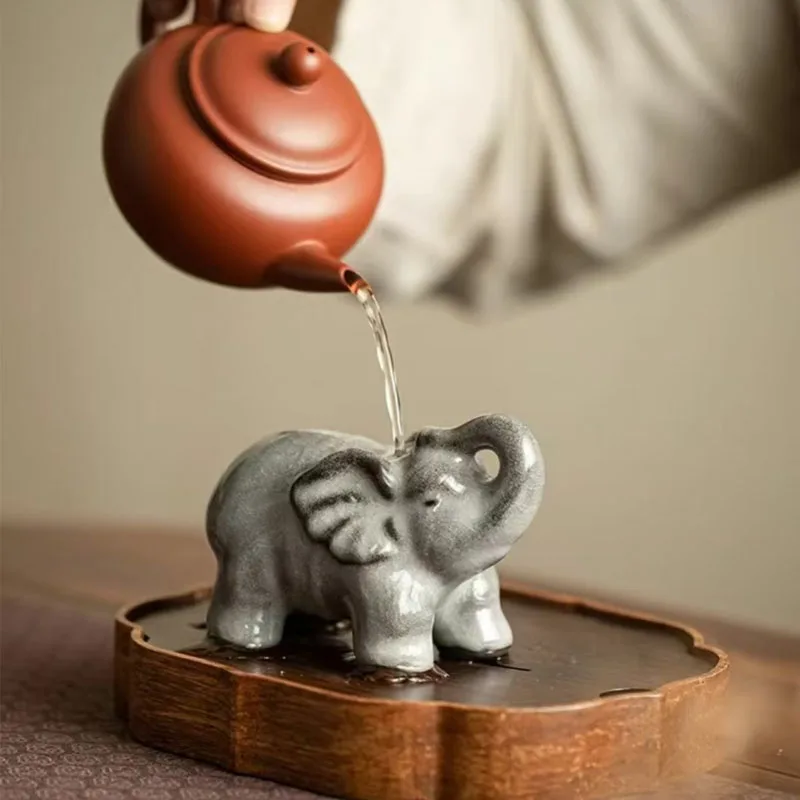 Elephants attract wealth, tea pets can be raised with cracked ice, home gifts, tea tables, office decorations, accessories