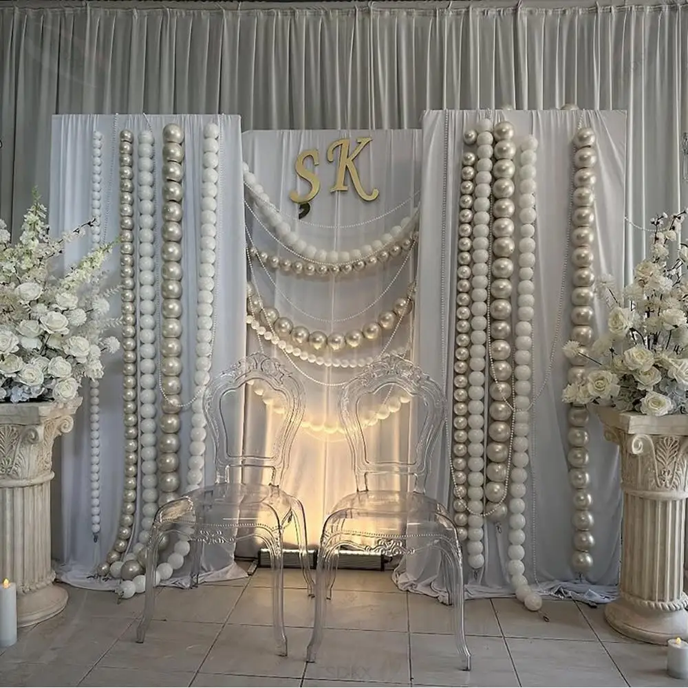 Luxury Cream Cross Drapes Ice Silk Wedding Backdrop Curtain Stage Background for Event Party Decoration