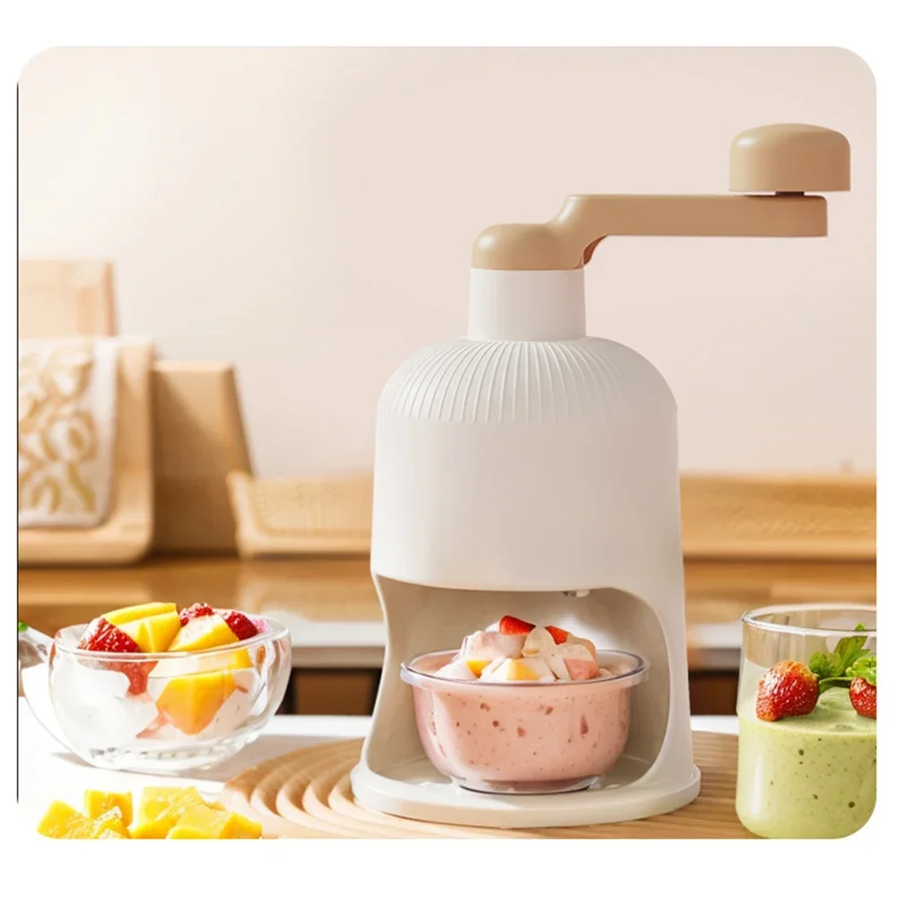 Manual Ice Shaver and Snow Cone Machine No-Electric Ice Crusher Summer Cool Tool Ideal for Outdoor Camping & Home Use