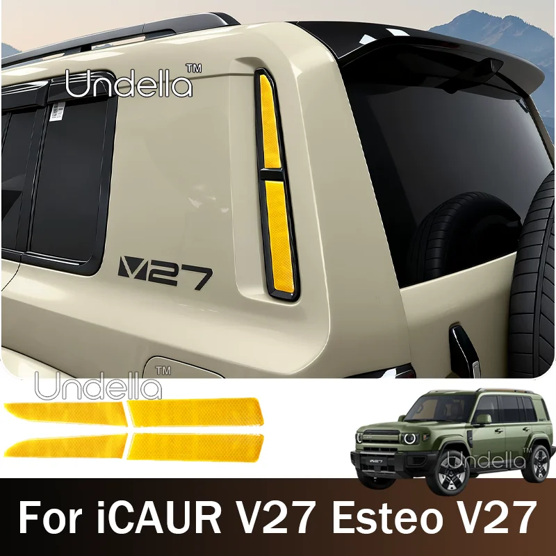 4-Pcs Side Blind Window Reflective Warning Stickers For iCAUR V27 Esteo V27 2026 2027 Night Safety Reflector Decals Accessories