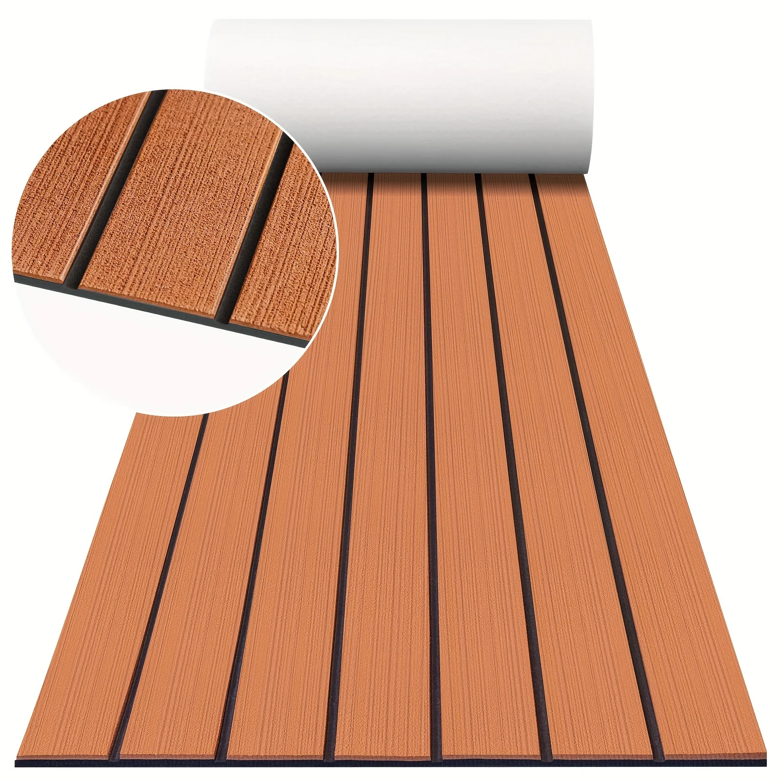 1200*410mm EVA Foam Boat Flooring Pad Non-Slip Faux Teak Carpet Self-Adhesive Marine Deck Sheet Mat for Yacht Kayak Vehicle Pad