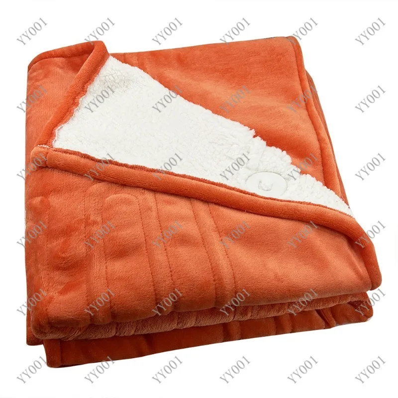 Double Size Flannel Sherpa Electric Heated Blanket Warm Soft Throw Blanket for Sofa Bed