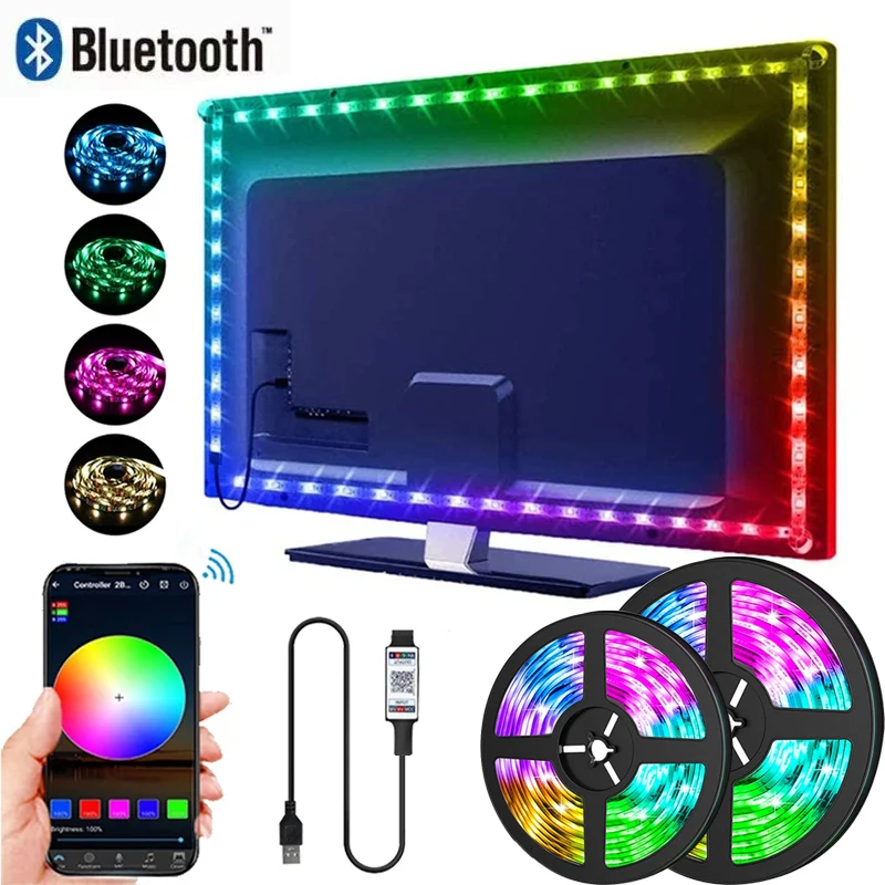 RGB 5050 LED Strip Lights App Control TV Backlight Flexible Ribbon Tape USB 5V Led Light for PC Gaming Room Decoration