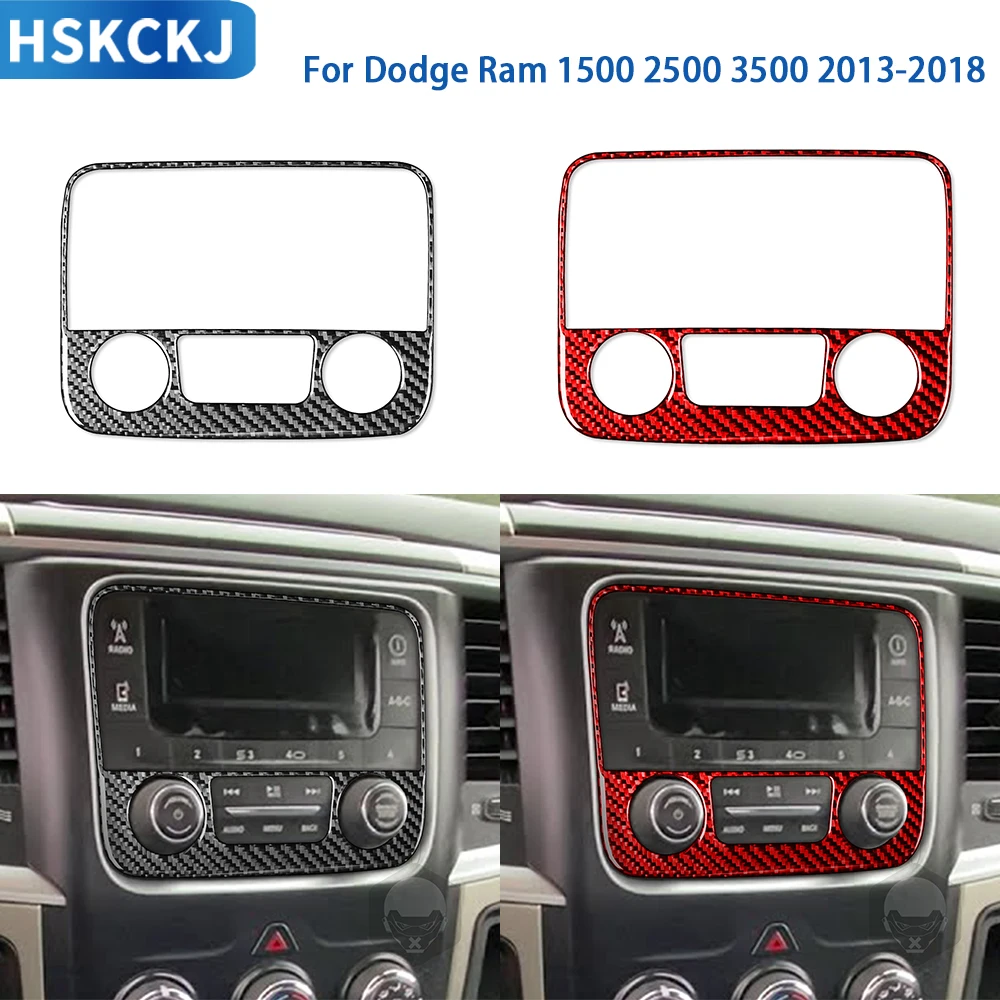 For Dodge Ram 1500 2500 3500 2013-2018 Accessories Real Soft Carbon Fiber Interior Central Navigation Screen Cover Trim Sticker