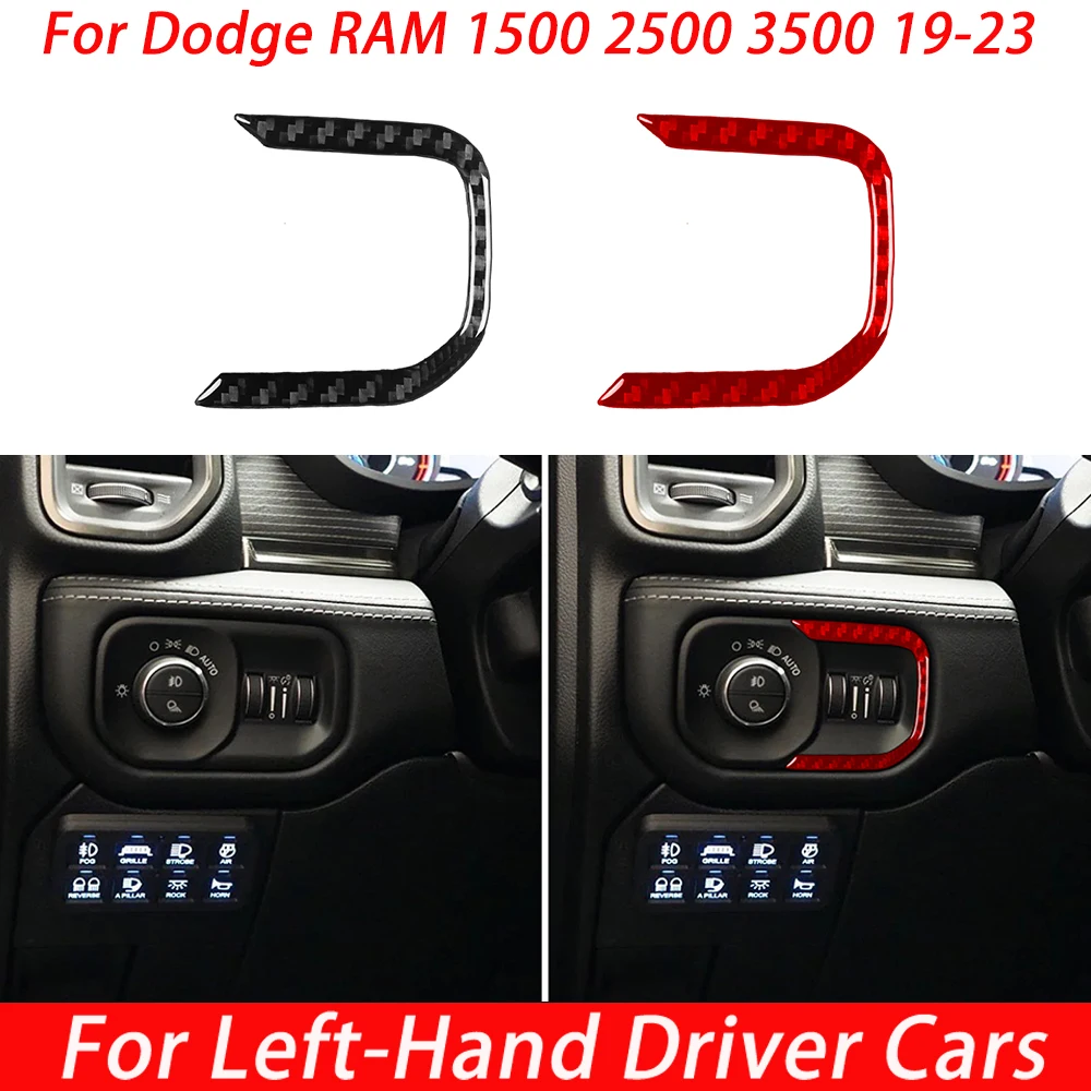 For Dodge RAM 1500 2500 3500 2019-2023 Carbon Fiber Headlight Switch Panel Car Accessories Modification Decorations Stickers