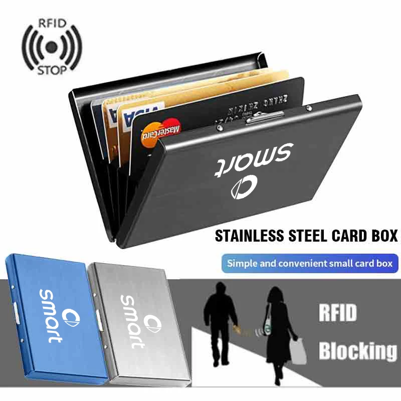Car RFID Blocking Card Holder Metal Wallet Case Storage Accessories For Smart Fortwo 451 450 453 Forfour EQ Cabrio