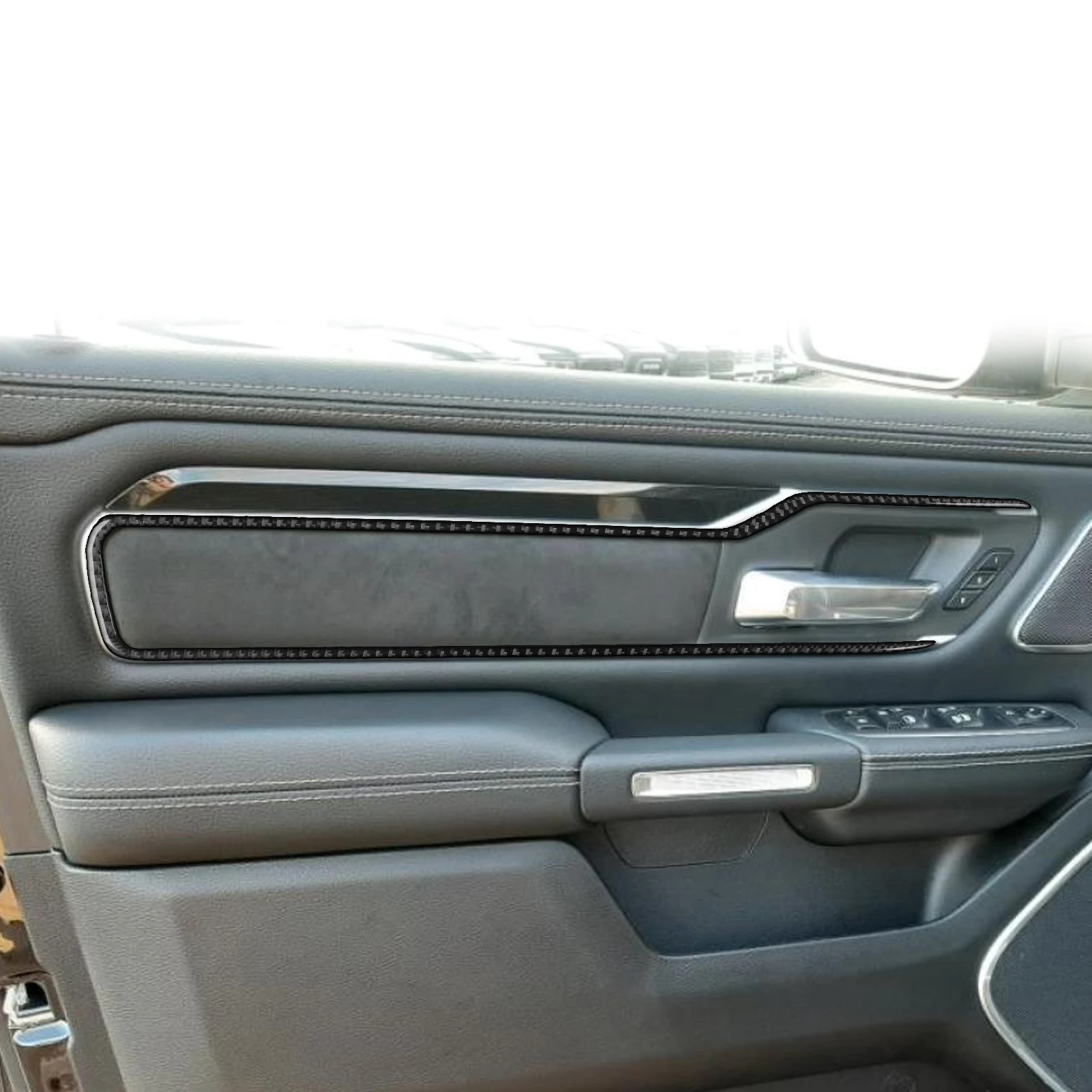 For Dodge RAM 1500 2500 3500 2019-2023 Carbon FiberFront Door Handle Frame  Car Accessories Modification Decorations Stickers