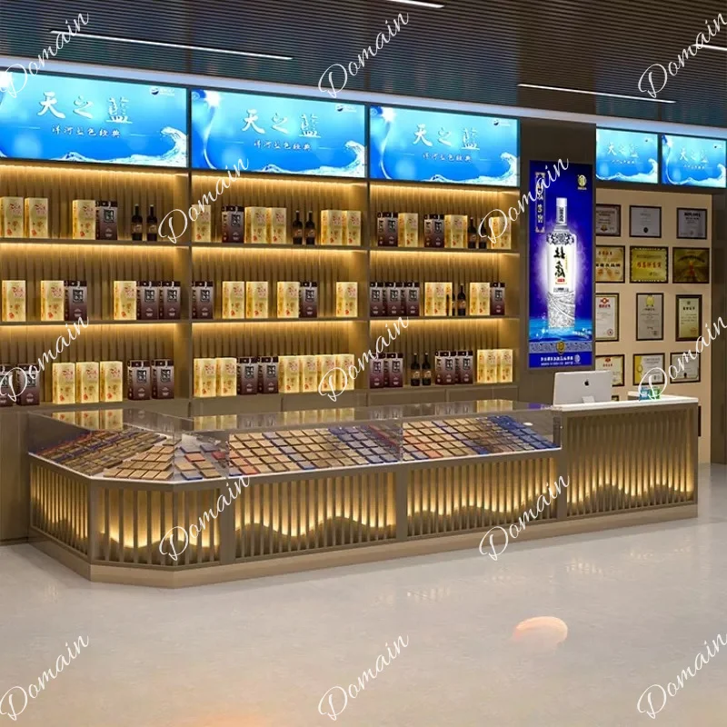 Display Supermarket Convenience commissary checkout page Glass corner Multifunctional corner integrated combination