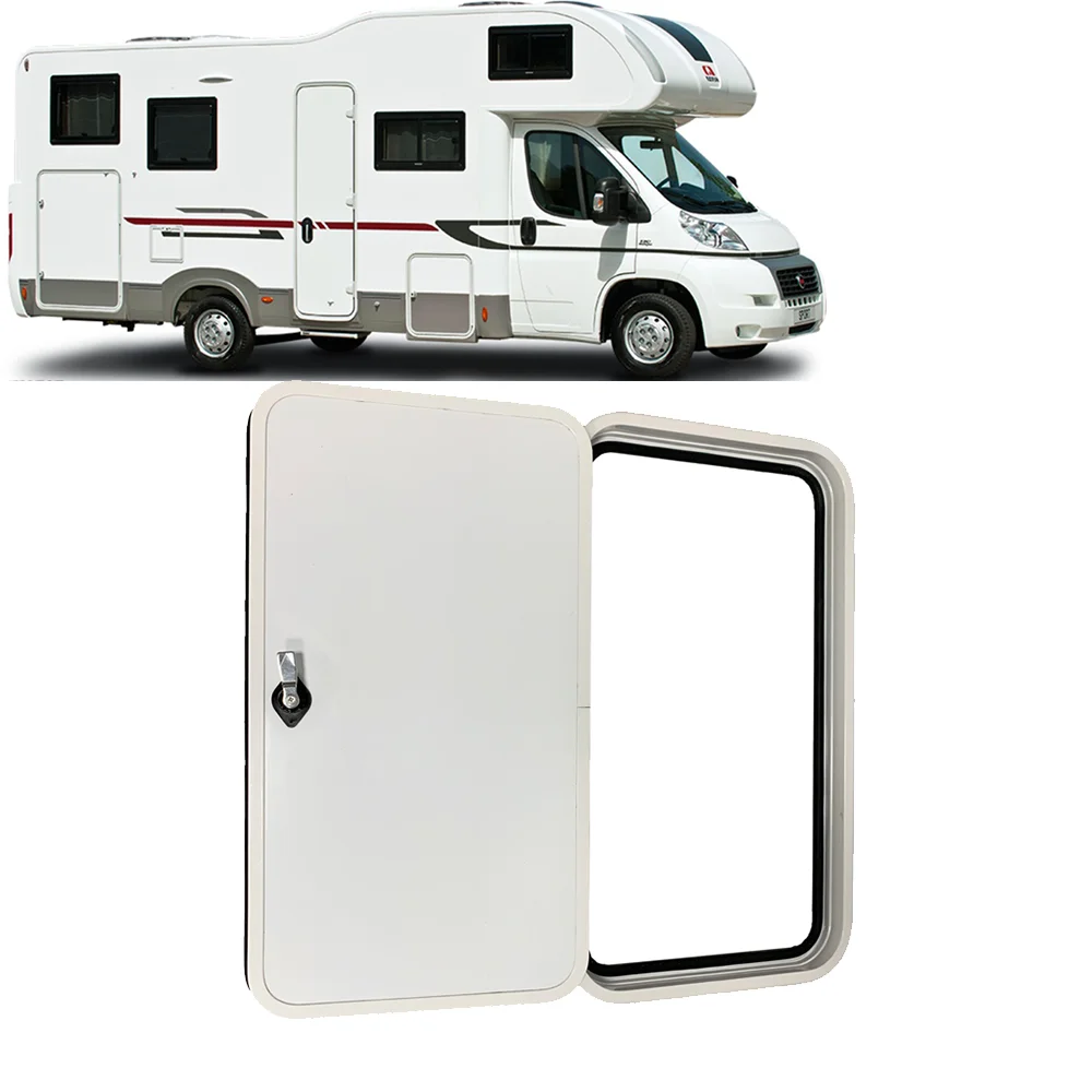 Hot Selling White Aluminium Alloy RV Luggage Door Protection Waterproof Rounded Corner Compartment Storage Doors 35-40mm Wall