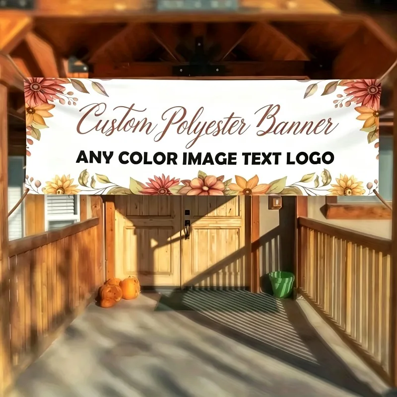 1pc Custom Various Size Banner with Your Image, Personalized Picture Background, with 4 Corner Metal Holes, for Indoor Outdoor