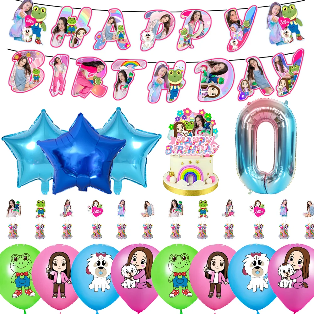 Mexican Female Singer L-Laras Campos Theme Birthday Party Decoration Background Cake Topper Balloon Frog Girl Idol Banner Props