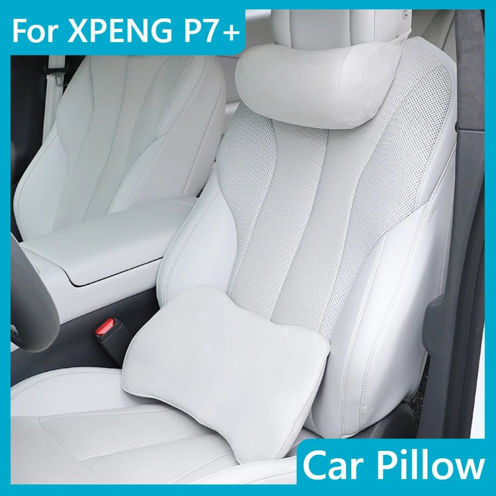 For XPENG P7+ Car Headrest Pillow Lumbar Support Pillow Ergonomic Soft Elastic Neck Back Support Car interior accessories