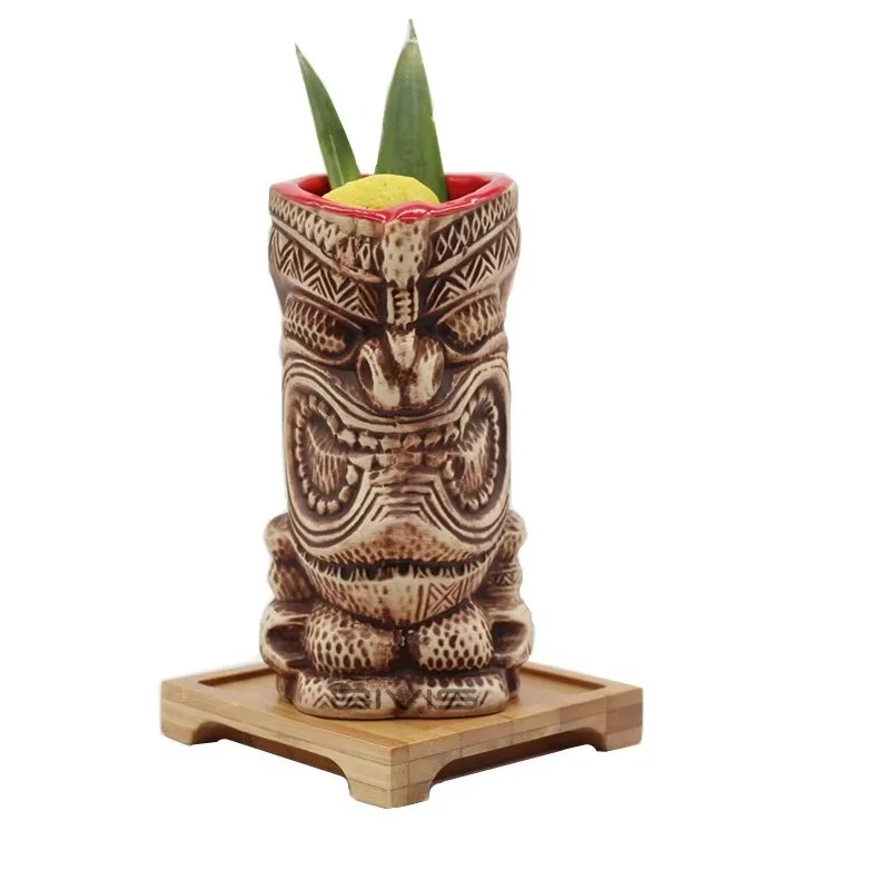 400ml  Hawaii Tiki Mugs Cocktail Cup Beer Beverage Mug Wine Mug Ceramic Easter Islander Tiki Mugs Bar Tools Barware