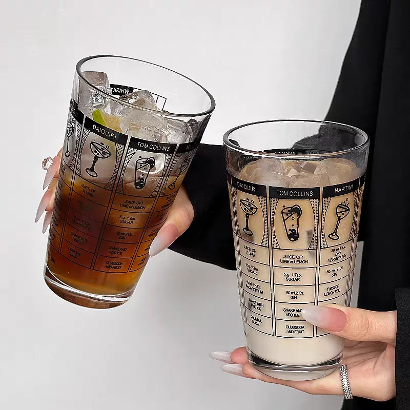 Glass Shaker 400ml With Degree Scale Stainless Steel Cocktail Boston Bar Shaker Bar Mixing Glass Cup With Mark Line Barware
